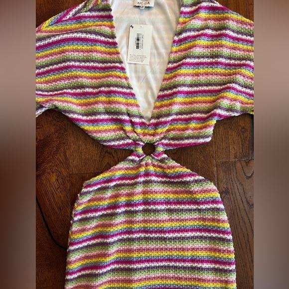 Acoa Cut Out Dress Women S 70s Retro Colorful Mini‎ Boho Bodycon Lined NWT $114 - Picture 6 of 11